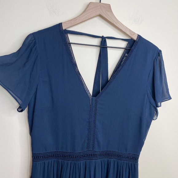 Abercrombie & Fitch Blue Open Back Maxi Dress Size Medium Petite - Picture 2 of 8